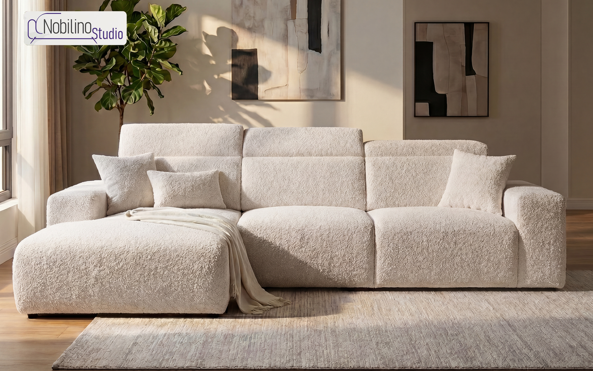 Extendable corner sofa Sorelo, white  1